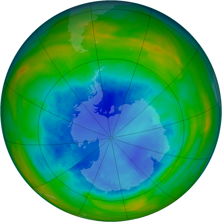 Antarctic ozone map for 28 August 1987